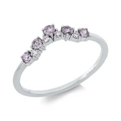 Ring aus 750 Weißgold 4 Brillanten 0,05ct TW-SI 5 Brillanten 0,19ct pink B:4,3mm