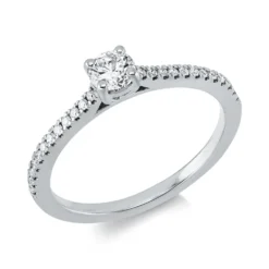 Ring aus 750 Weißgold 24 Brillanten 0,12ct TW-SI 1 Brillant 0,3ct TW-SI B:4,1mm
