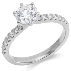 Ring aus 750 Weißgold 14 Brillanten 0,27ct TW-SI 1 Brillant 1ct W-SI B:7,6mm