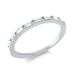 Ring aus 750 Weißgold 9 Diamanten Baguette-Schliff 0,28ct W-PI B:1,3mm