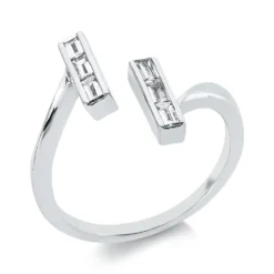 Ring aus 750 Weißgold 6 Diamanten Baguette-Schliff 0,3ct TW-VSI B:14,8mm