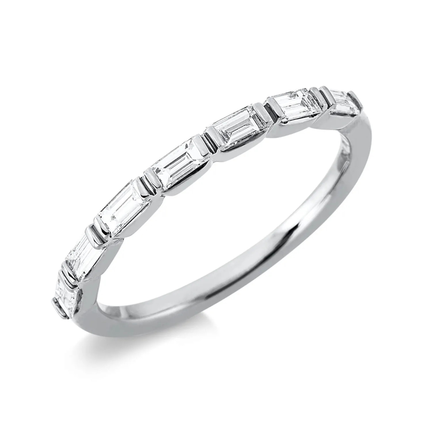Ring aus 750 Weißgold 7 Diamanten Baguette-Schliff 0,34ct TW-VSI B:1,8mm