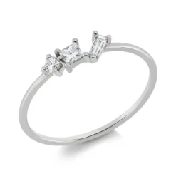 Ring aus 585 Weißgold 3 Diamanten Fanatsy-Schliff 0,2ct TW-SI B:3,6mm