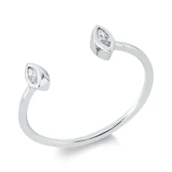 Ring aus 750 Weißgold 2 Diamanten Navette-Schliff 0,08ct TW-VSI/SI B:5mm