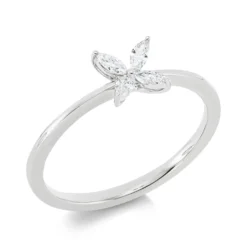Ring aus 750 Weißgold 4 Diamanten Navette-Schliff 0,13ct TW-SI B:5,7mm