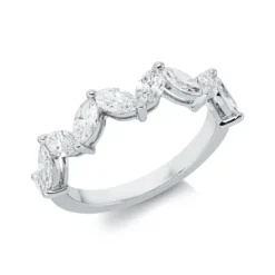 Ring aus 750 Weißgold 9 Diamanten Navette-Schliff 1,23ct F-SI B:5,2mm
