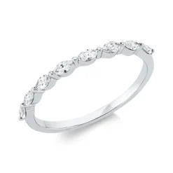 Ring aus 750 Weißgold 8 Diamanten Navette-Schliff 0,28ct TW-SI B:1,5mm