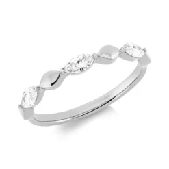 Ring aus 750 Weißgold 3 Diamanten Navette-Schliff 0,45ct TW-SI B:3,7mm