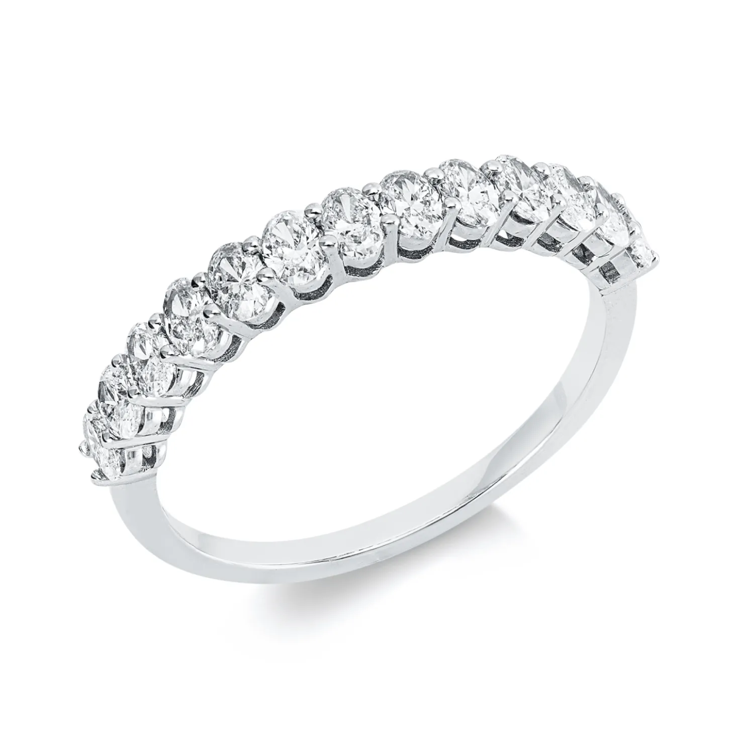 Ring aus 750 Weißgold 13 Diamanten Oval-Schliff 0,76ct TW-SI B:3,2mm