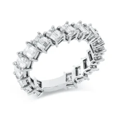Ring aus 750 Weißgold 17 Diamanten Smaragd-Schliff 4,1ct I-VVS/VS B:5,3mm