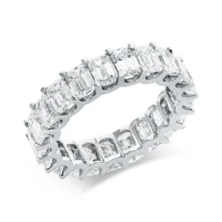 Ring aus 750 Weißgold 22 Diamanten Smaragd-Schliff 5,35ct TW-VSI/SI B:5,2mm