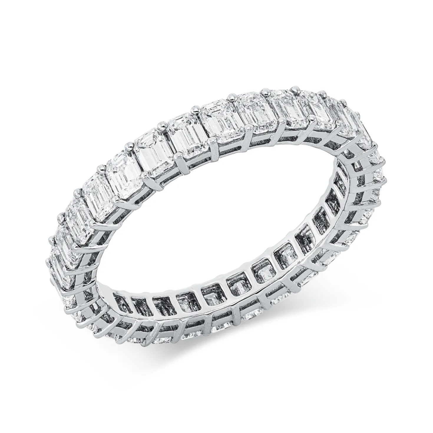 Ring aus 750 Weißgold 30 Diamanten Smaragd-Schliff 3,06ct F-VVS/VS B:3,2mm