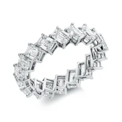 Ring aus 750 Weißgold 18 Diamanten Smaragd-Schliff 4,52ct TW-VSI/SI B:5,5mm