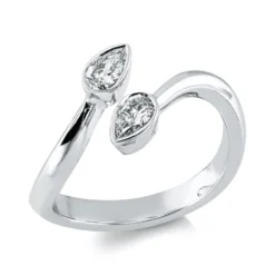 Ring aus 750 Weißgold 2 Diamanten Tropfen-Schliff 0,33ct F-VSI/SI B:9mm Zarge