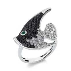 Ring aus 750 Weißgold Smaragd 0,04ct grün 115 Diamanten 1,22ct B:21,2mm