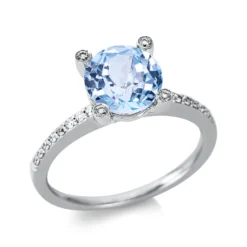Ring aus 750 Weißgold Topas 2,41ct skyblue 36 Diamanten 0,22ct TW-SI Ø8,4mm