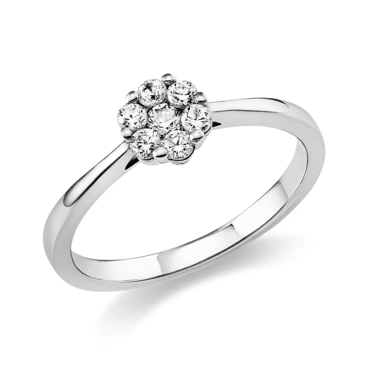Ring Blume aus 950 Platin 7 Brillanten 0,27ct TW-SI Ø6mm