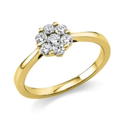 Ring Blume 750 Gelbgold 6 Brillanten 0,33ct TW-SI 1 Brillant 0,09ct TW-SI B:7,1mm