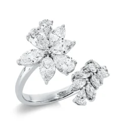 Ring Blumen aus 750 Gold Weißgold 16 Diamanten 2,42ct TW B:21,6mm
