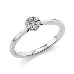 Ring Blume 585 Weißgold 6 Brillanten 0,12ct TW-SI 1 Brillant 0,04ct TW-SI B:5,3mm