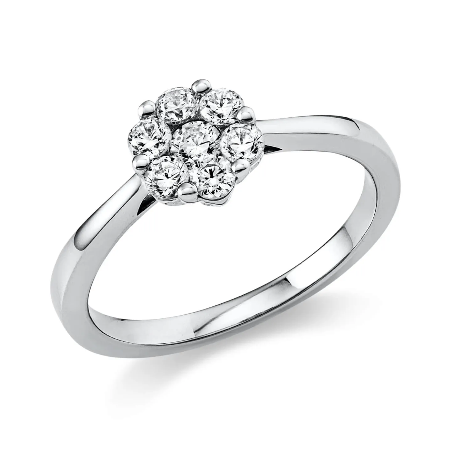 Ring Blume 750 Weißgold 6 Brillanten 0,3ct TW-SI 1 Brillant 0,1ct TW-SI B:7,1mm