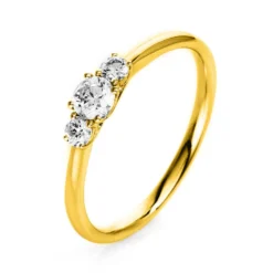 Ring Damenring aus 750 Gold Gelbgold mit 3 Diamanten Brillanten 0,33 Ct.