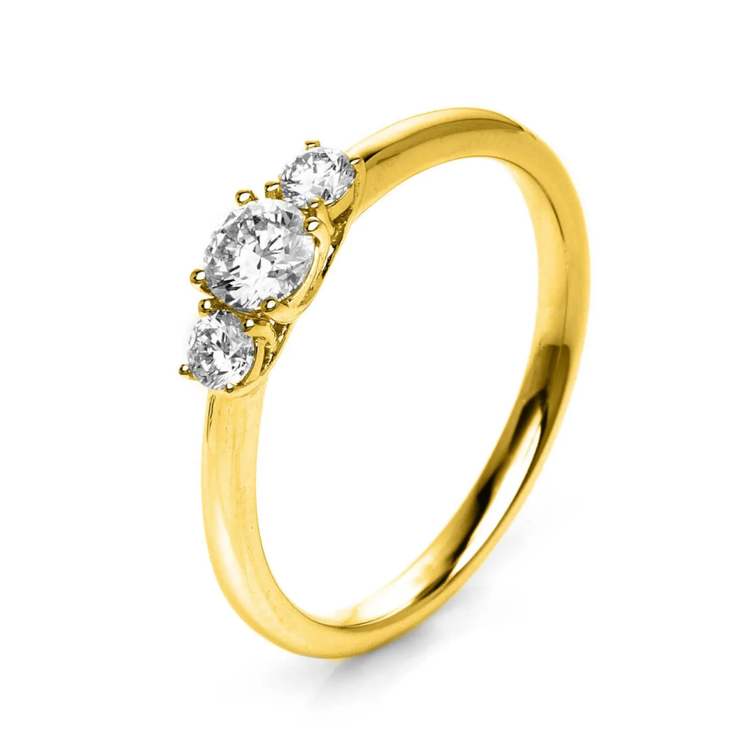 Ring Damenring aus 585 Gold Gelbgold mit 3 Diamanten Brillanten 0,47 Ct.