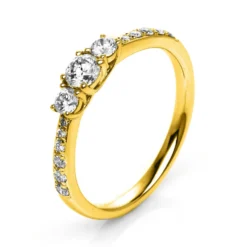 Ring Damenring aus 585 Gold Gelbgold mit 15 Diamanten Brillanten 0,58 Ct.