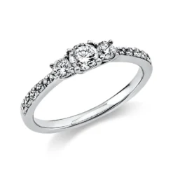 Ring Damenring aus 750 Gold Weißgold mit 15 Diamanten Brillanten 0,58 Ct.
