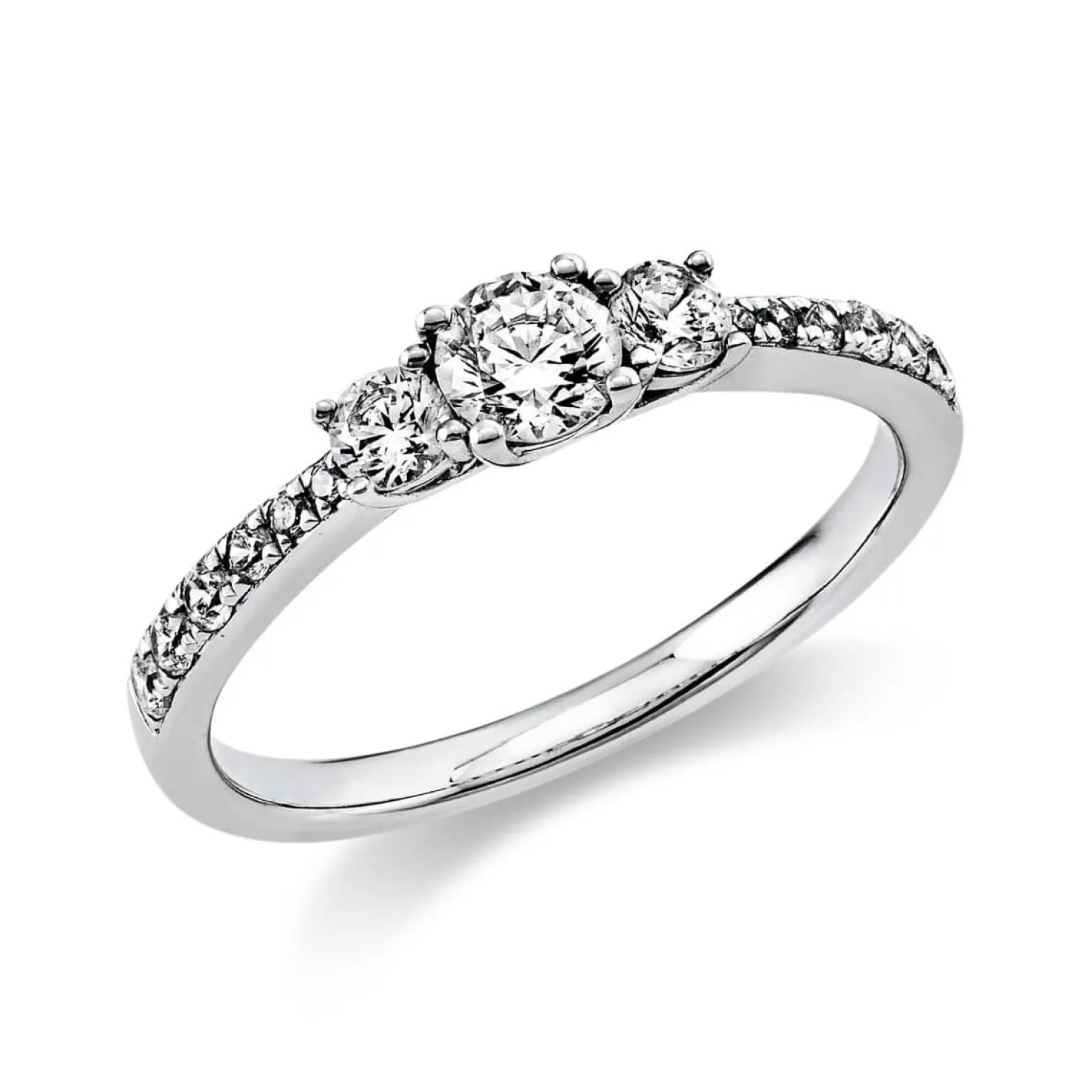 Ring Damenring aus 585 Gold Weißgold mit 15 Diamanten Brillanten 0,58 Ct.