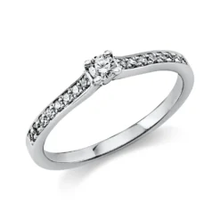 Ring Damenring aus 950 Platin mit 17 Diamanten Brillanten 0,22 Ct. 4er-Krappe