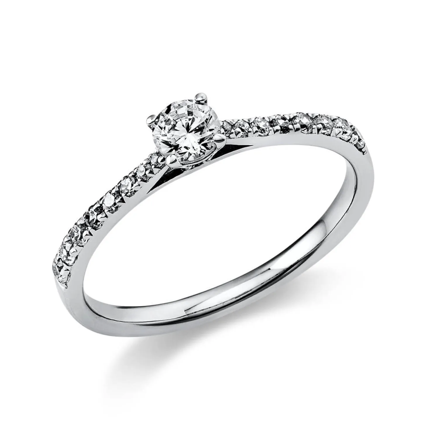 Ring Damenring aus 950 Platin mit 17 Diamanten Brillanten 0,37 Ct. 4er-Krappe