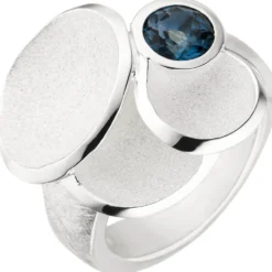 Ring Damenring, Blautopas hellblau blau Topas 925 Silber eismatt Fingerschmuck
