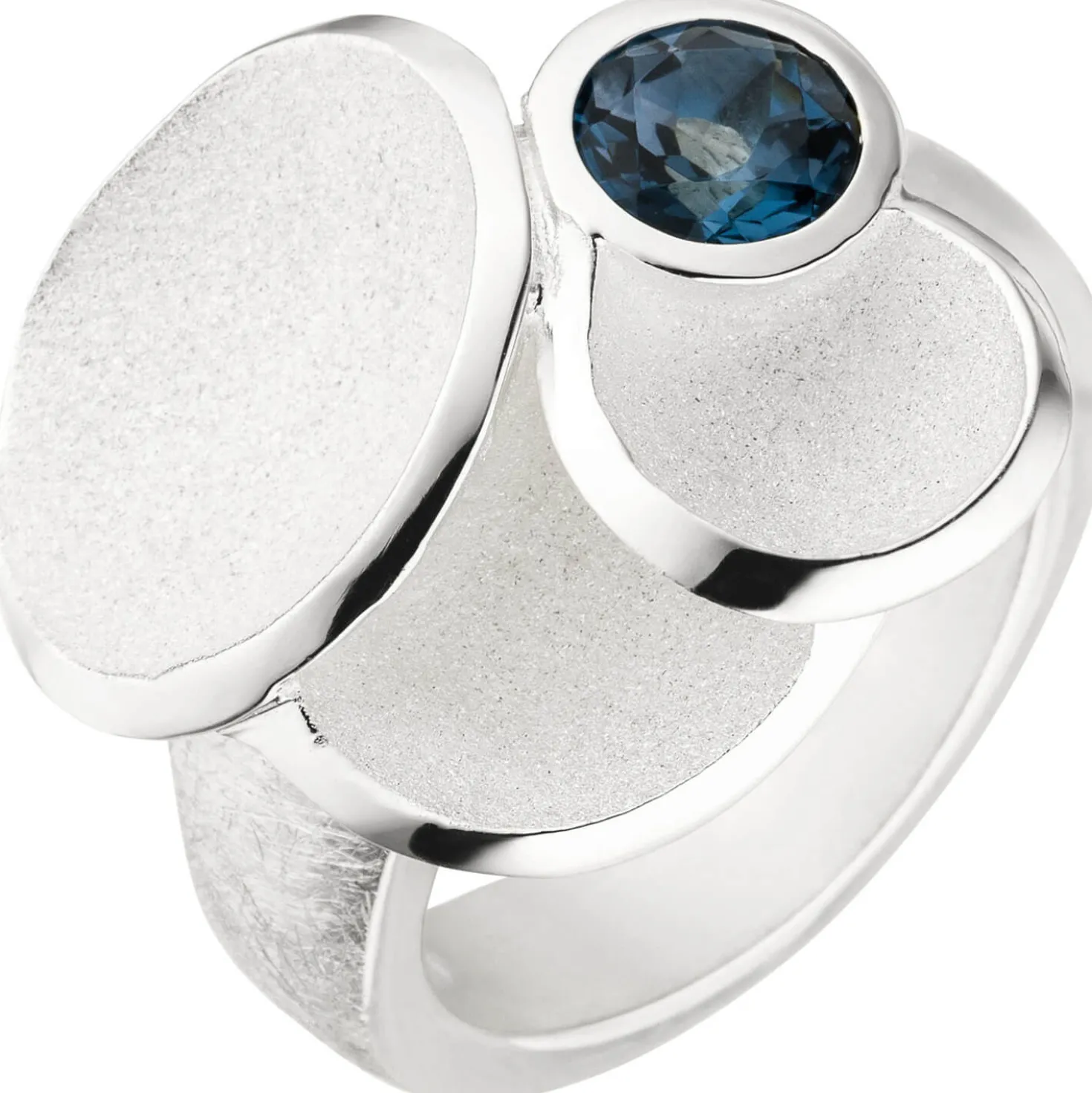 Ring Damenring, Blautopas hellblau blau Topas 925 Silber eismatt Fingerschmuck