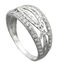 Ring Damenring mit weißen Zirkonia 925 Silber rhodiniert