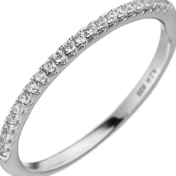 Ring Damenring mit weißen Zirkonia, schmal, 925 Silber Sterlingsilber Damen