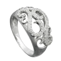 Ring Damenring mit weißen Zirkonia auf dem Muster 925 Silber