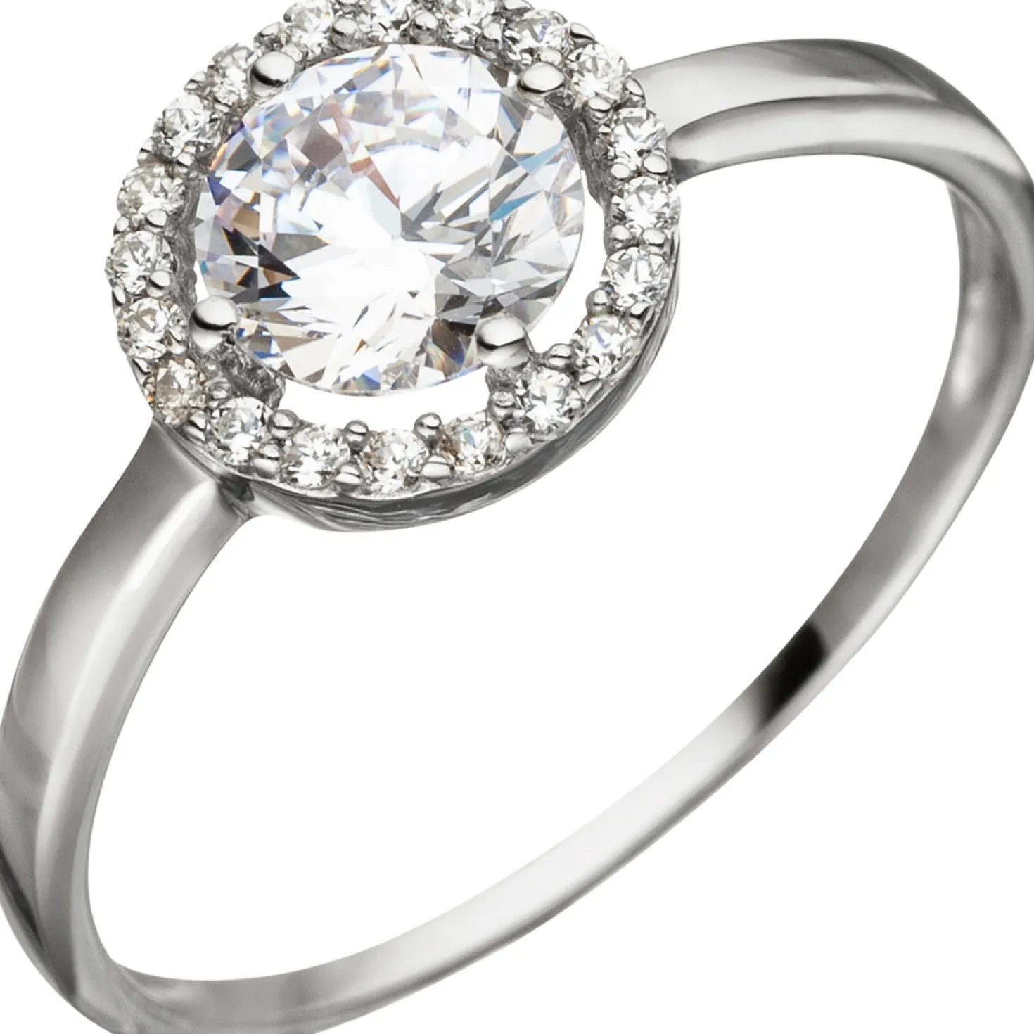 Ring Damenring mit 21 Zirkonia weiß, 333 Gold Weißgold Fingerring Goldring