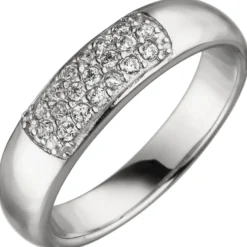Ring Damenring mit 19 Zirkonia weiß aus 925 Silber 5mm breit Fingerschmuck