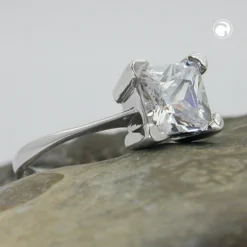 Ring Damenring Solitär mit weißem Zirkonia 925 Silber