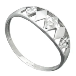 Ring Damenring weiße Zirkonia Rhomben teilmatt 925 Silber