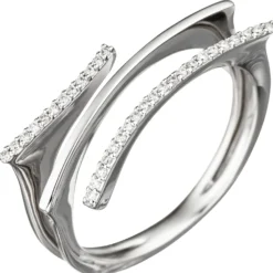 Ring 32 Diamanten Brillanten 0.1Ct W/SI 585 Gold Weißgold Diamantring