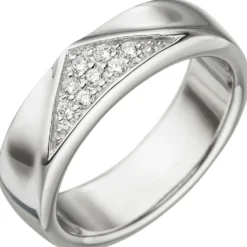Ring Dreieck Muster mit weißen Zirkonia, 925 Silber Silberring Fingerschmuck