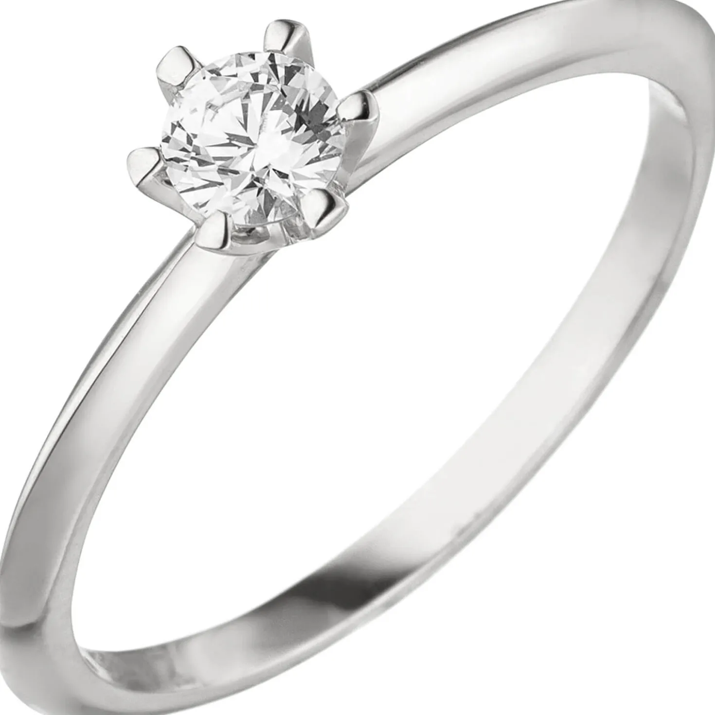Ring eleganter Solitär mit Diamant 0.25Ct schlicht 585 Gold Weißgold