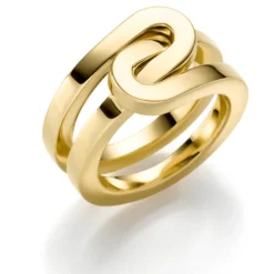 Ring Fingerring aus 585 Gold Gelbgold Breite 9mm glänzend Paper-Clip-Muster