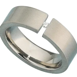 Ring für Damen Damenring aus Titan mit Diamant 0.03Ct W/SI Brillant Titanring