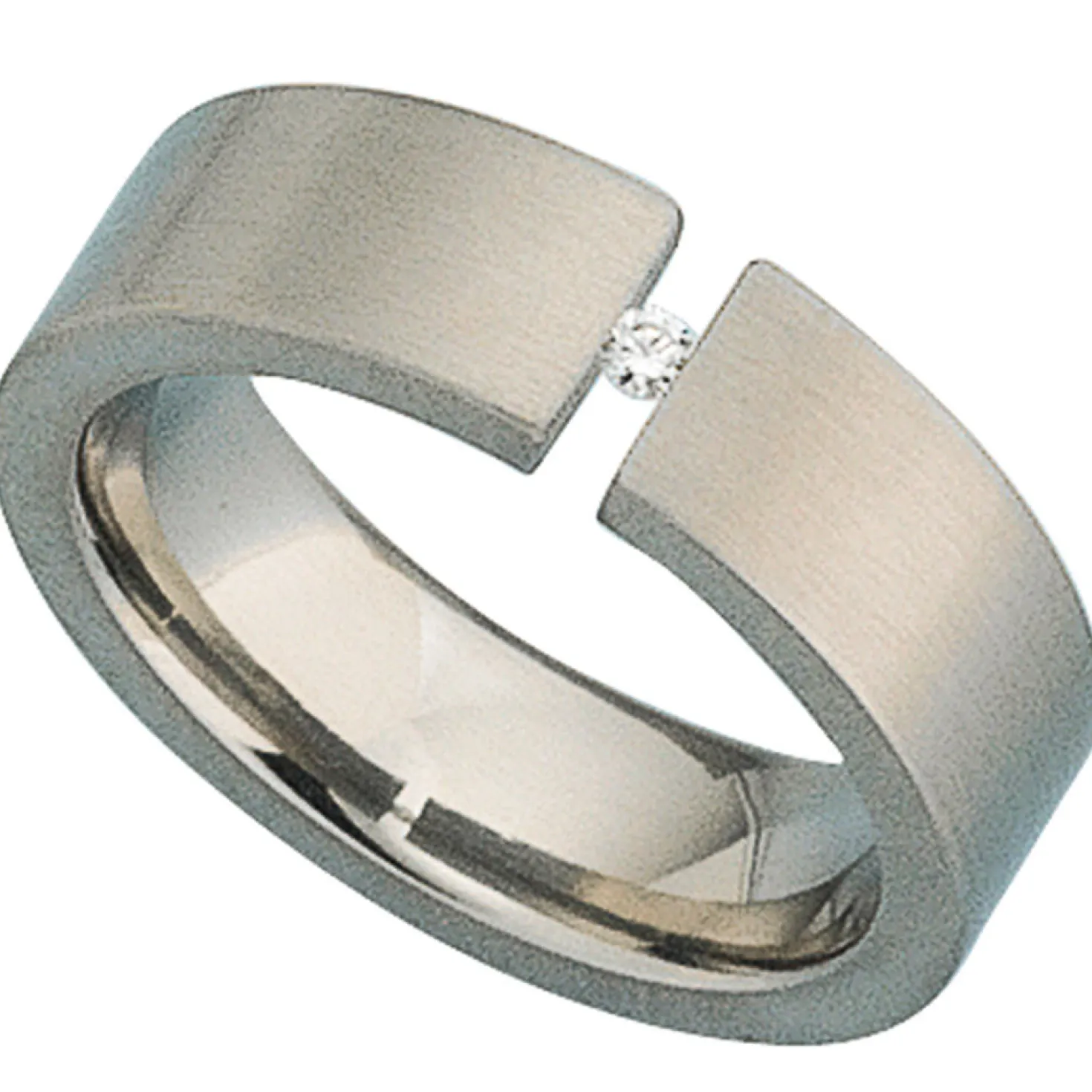 Ring für Damen Damenring aus Titan mit Diamant 0.03Ct W/SI Brillant Titanring