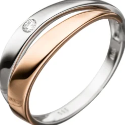 Ring mit Diamant 0.05Ct Brillant 585 Gold Weißgold Rotgold bicolor