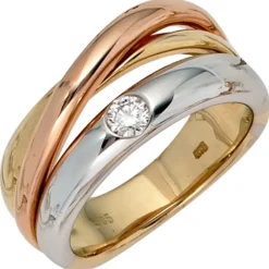 Ring mit Diamant 0.15Ct W/SI Brillant 585 Gelbgold Weißgold Rotgold Damenring