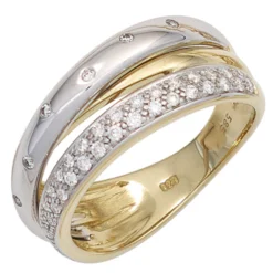 Ring mit 41 Diamanten 0.3Ct W/SI Brillanten 585 Gold Gelbgold & Weißgold bicolor